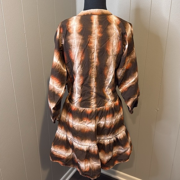 Anthropologie by Conditions Apply Sarita Boho Tie-Dye Brown Mini Dress Women XS - Picture 6 of 8